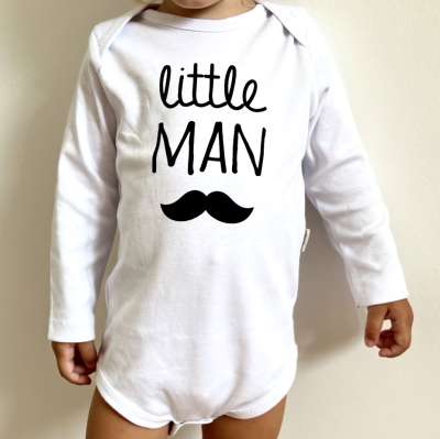 Egyedi baba body, hosszú ujjú- Kicsi pasi Méret: 56 (0-2hó)