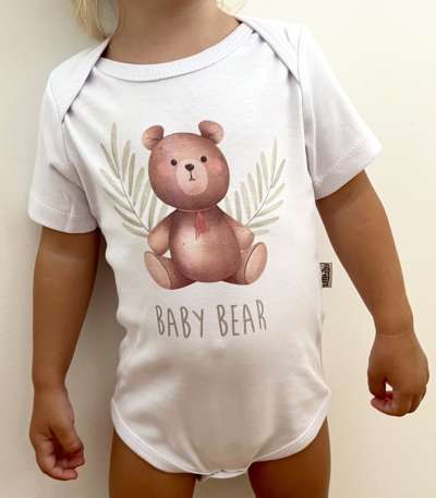 Egyedi baba body, rövid ujjú- Baba maci Méret: 68 (4-6hó)