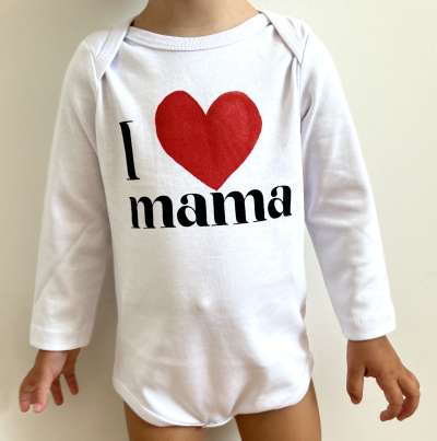 Egyedi baba body, hosszú ujjú- Szeretem anyát Méret: 86 (12-18hó)