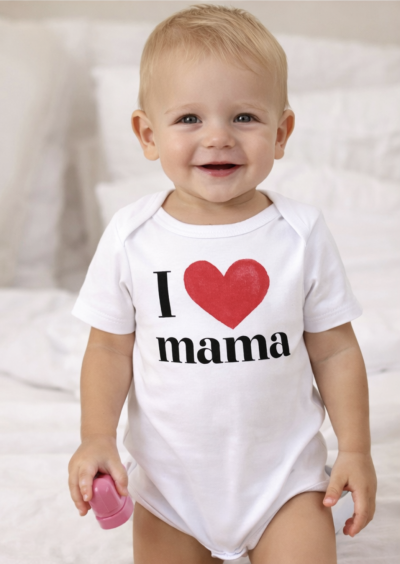 Egyedi baba body, rövid ujjú- Szeretem anyát Méret: 68 (4-6hó)