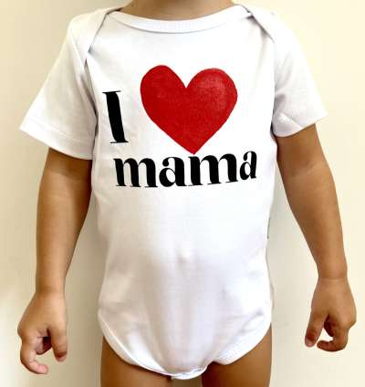 Egyedi baba body, rövid ujjú- Szeretem anyát Méret: 74 (6-9hó)