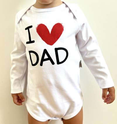 Egyedi baba body, hosszú ujjú- Szeretem apát Méret: 80 (9-12hó)