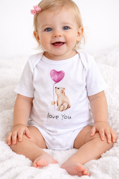 Egyedi baba body, rövid ujjú- Szeretlek Méret: 92 (18-24hó)