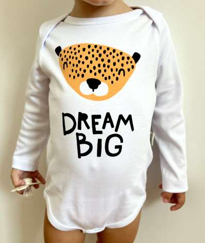 Egyedi baba body, hosszú ujjú- Álmodj nagyot Méret: 92 (18-24hó)