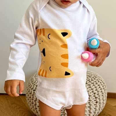 Egyedi baba body, hosszú ujjú- Cica Méret: 86 (12-18hó)