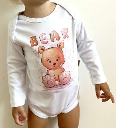 Egyedi baba body, hosszú ujjú- Maci Méret: 86 (12-18hó)