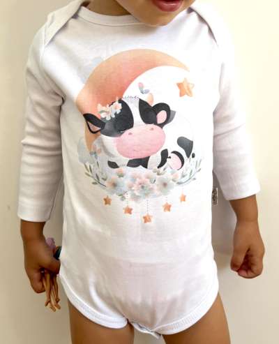 Egyedi baba body, hosszú ujjú- Alvó boci Méret: 74 (6-9hó)