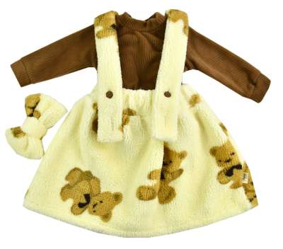 3részes kislány babaruha szett  a hűvösebb napokra- Sofi Bear exclusive (szoknya, fejpánt, barna garbó) Méret: 80 (9-12hó)