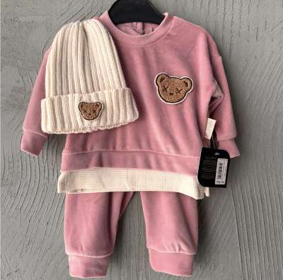 3részes babaruha szett- Pop, rózsaszín Méret: 80 (9-12hó)