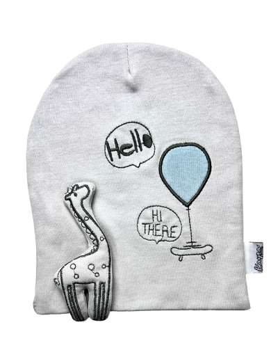 Baba sapka- 3D álatkával, szürke, 6-12hó. Méret: 6-12 hónap