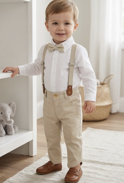 4részes elegáns fiús babaruha szett- Divat Méret: 80 (9-12hó)