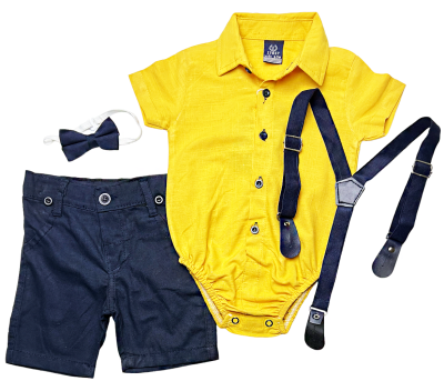 Nyári 4részes elegáns fiús babaruha szett- Divat Méret: 68 (4-6hó)