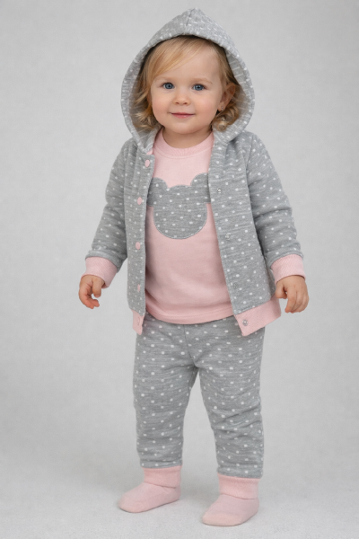 3részes babaruha szett kislányoknak- Elci Egérke Méret: 62 (2-4hó)