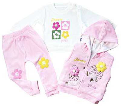 3részes babaruha szett - Flowers Méret: 80 (9-12hó)