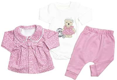 3részes babaruha szett kislányoknak- Medvelány Méret: 62 (2-4hó)