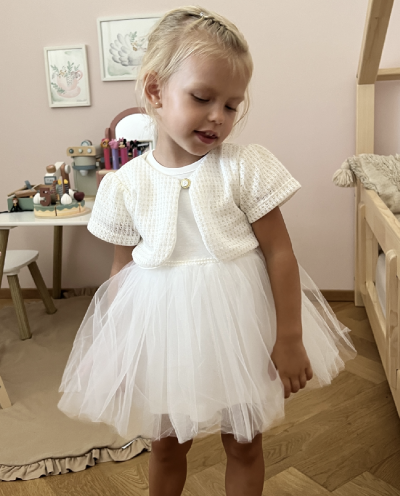 Alkalmi kislány ruha- Elegáns babaruha, rövid ujjú Méret: 74 (6-9hó)