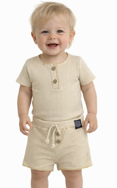 Baba nyári szett- Minimal, bézs Méret: 62 (2-4hó)