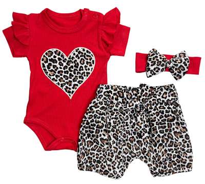 3 részes nyári szett babáknak – Párduc, piros Méret: 6-9 hónap