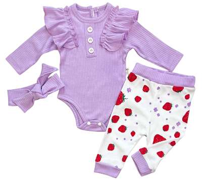 3 részes babaruha szett – Eper 1 Méret: 74 (6-9hó)