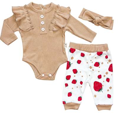 3 részes babaruha szett – Eper 2 Méret: 80 (9-12hó)