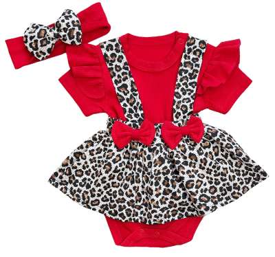 3 részes nyári szett babáknak – Párduc, piros Méret: 3-6 hónap