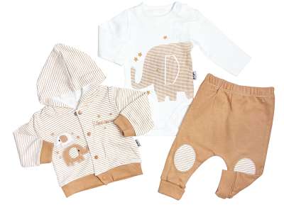 3részes babaruha szett- Elci Elefánt Méret: 56 (0-2hó)