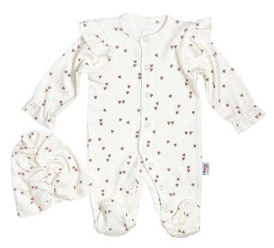 Baba rugdalózó – Love 2, rugi + sapka Méret: 0-3 hónap