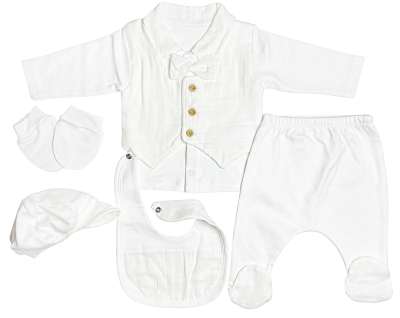 5 részes baba szett – Keresztelő, fehér Méret: 56-62