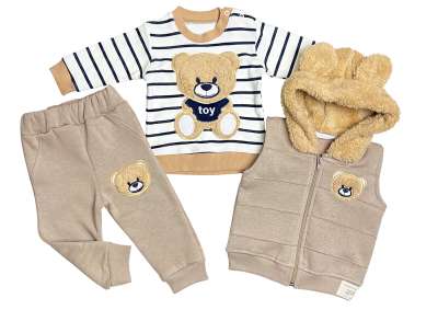 3 részes baba- és gyerekszett – Teddy, barna Méret: 86 (12-18hó)