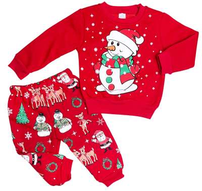 Karácsonyi baba és gyerekruha együttes- Mikulás Méret: 98 (24-36hó)
