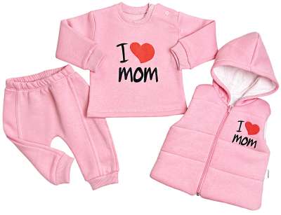 3 részes meleg gyerek szett – Anyuci, világos rózsaszín Méret: 92 (18-24hó)