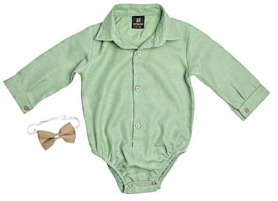 Ünnepi babaszett – ing csokornyakkendővel, zöld Méret: 86 (12-18hó)