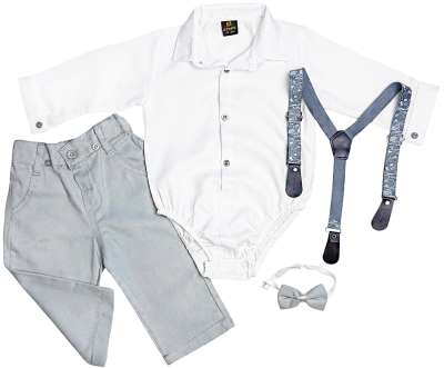4részes elegáns fiús babaruha szett- Divat, szürke Méret: 86 (12-18hó)