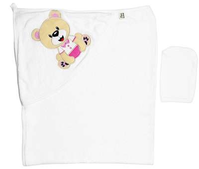 Baba törölköző kapucnival- Maci, lányos