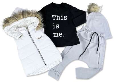 4 részes gyerek szett – szürke Méret: 80 (9-12hó)