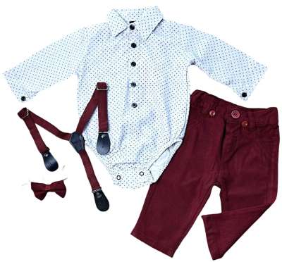 4részes elegáns fiús babaruha szett- Divat Méret: 80 (9-12hó)