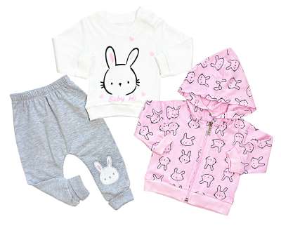 3 részes baba szett – Nyuszi Méret: 74 (6-9hó)