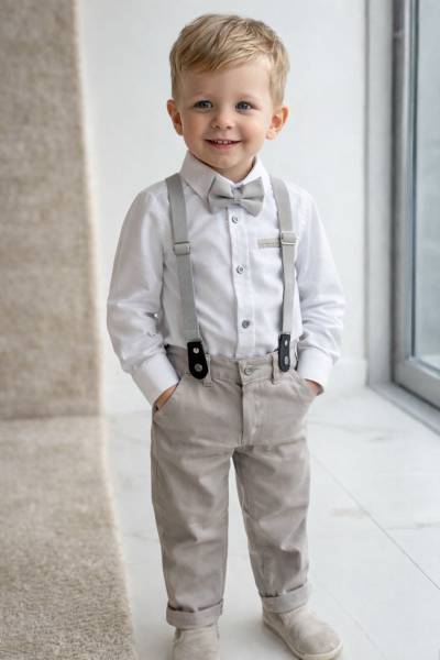 4részes elegáns fiús gyerekruha szett- Divat, szürke Méret: 8 éves