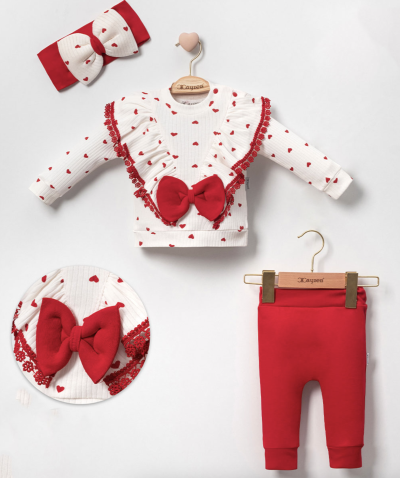 3 részes babaruha szett – szivecskés Méret: 80 (9-12hó)