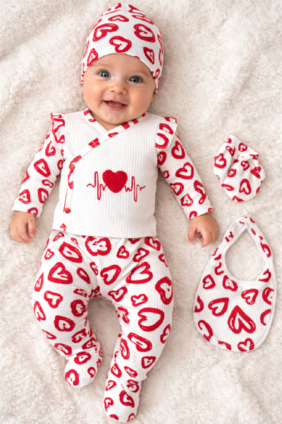 5részes babaruha szett- Szivecske Méret: 56-62