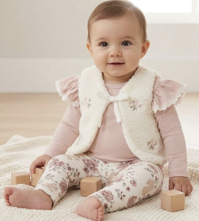 3 részes babaszett – Virágok Méret: 74 (6-9hó)