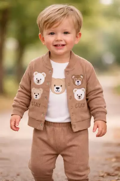 3részes babaruha szett - Maci, barna Méret: 62-68