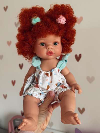 Kézműves spanyol baba- Anna, vöröshajú Joy 37cm