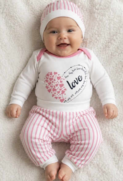 3 részes szett babáknak – Love Méret: 3-6 hónap
