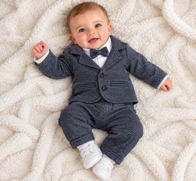 4 részes elegáns babaszett „Zakó” Méret: 74 (6-9hó)