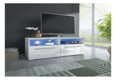 LORA RTV 6 TV asztal, fehér/magasfényű fehér