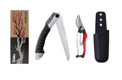 Okatsune 103 olló + Silky Super Accel 210-7,5 fűrész + tok – fakarbantartó készlet