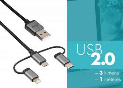 Gyors USB -s töltőkábel 3 az 1 ben