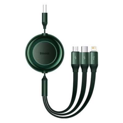 Baseus Bright Mirror 2, 3 az 1-ben Mikro USB / Lightning / USB-C kábel, 3.5 A, 1.1 m (zöld)