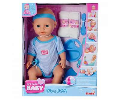 New Born Baby pisilős fiú baba kiegészítőkkel - Simba Toys